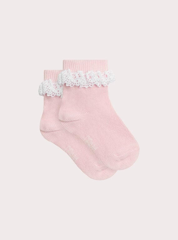Chaussettes naissance roses à dentelle pour fille XOU2CHO1 / 25WF4061SOQ318