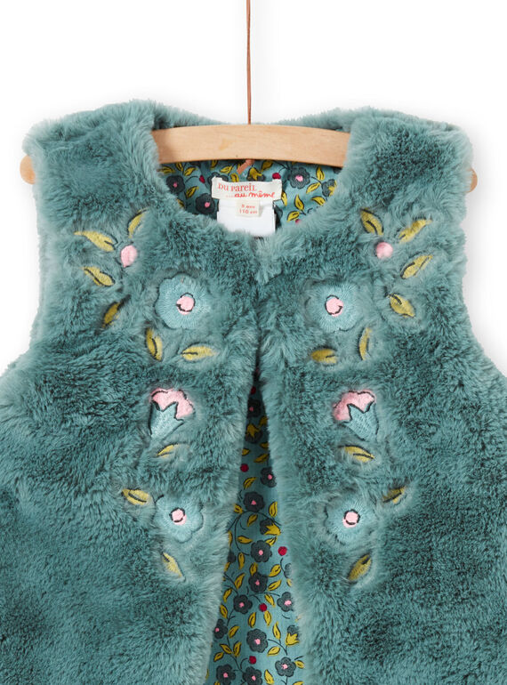 Gilet en fausse fourrure réversible kaki enfant fille MAKACAR2 / 21W901I2CAR612