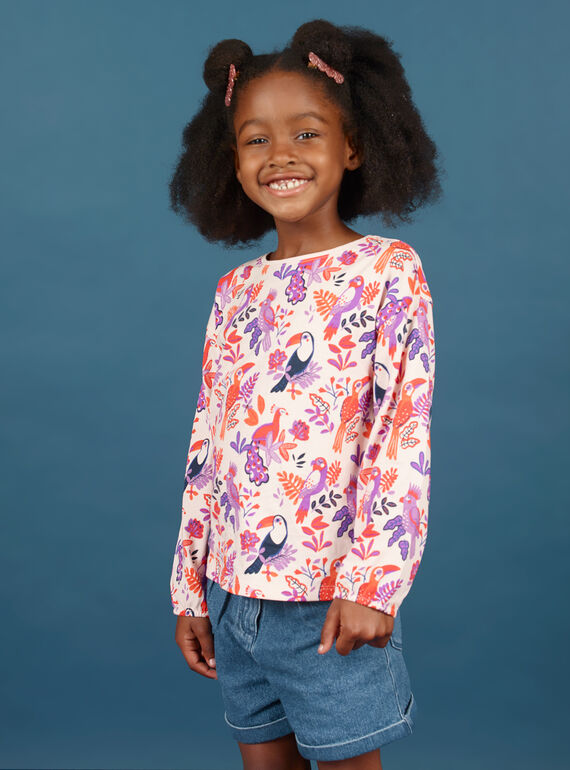 T-shirt manches longues motifs oiseau colorés enfant fille MAPATEE / 21W901H1TMLD319