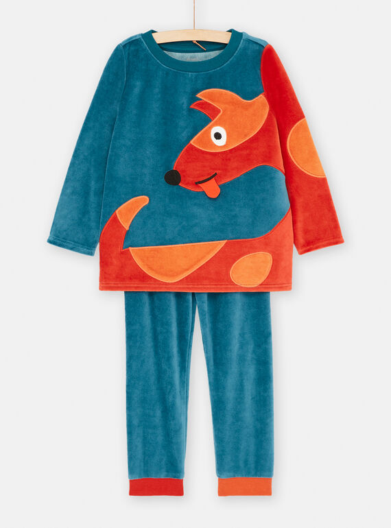 Pyjama en velours bleu à motif chien garçon SEGOPYJCHI / 23WH1246PYJC217