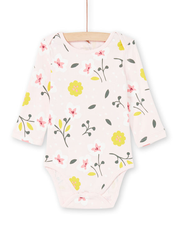 Body rose pâle et jaune imprimé fleuri bébé fille MEFIBODFLE / 21WH13B7BDL301