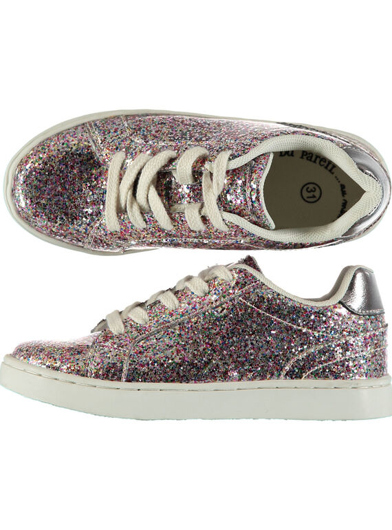 basket verni à paillettes multicolores enfant fille GFBASGLIT / 19WK35I4D3F099