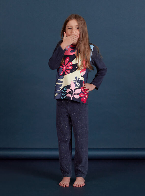 Ensemble pyjama en velours motif phosphorescent enfant fille MEFAPYJORN / 21WH1181PYJ070
