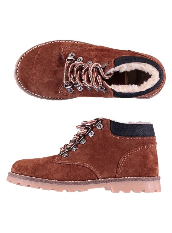 Boots croûte de cuir marron enfant garçon  GGBOOTMONT / 19WK36X2D0D802