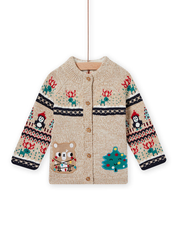 Gilet beige à imprimé jacquard bébé garçon MUNOGIL / 21WG10Q1GILI817