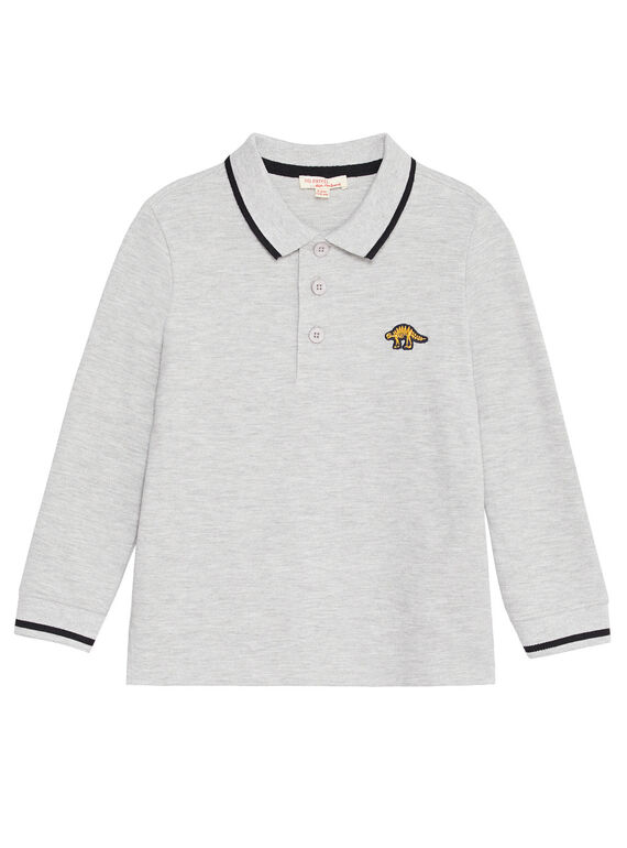 Polo gris chiné manches longues garçon KOJOPOL3 / 20W90253D2D943