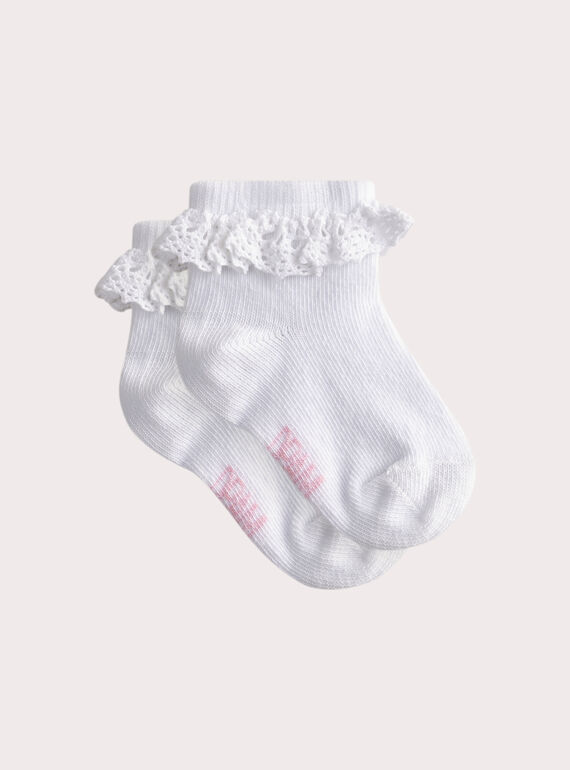 Chaussettes écrues volantées pour bébé fille WYIJOSOQ6 / 25SI09J1SOQA001