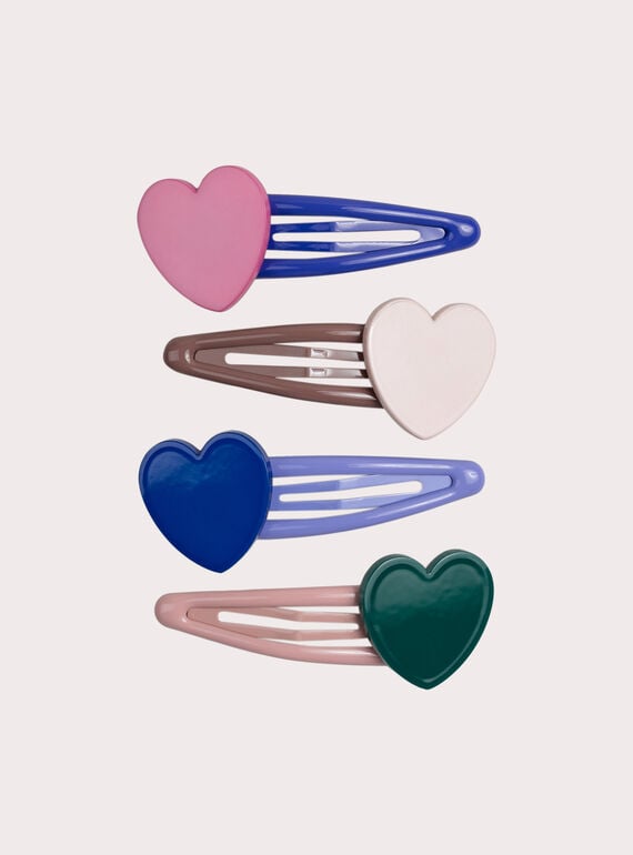 Lot de 4 barrettes c&oelig;urs pour fille XYAJOCLIP3 / 25WI01I4BRTD332