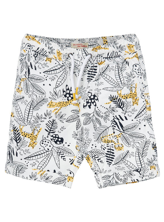 Bermuda élastiqué garçon écru imprimé jungle JOTROBER3 / 20S902F3BERI811
