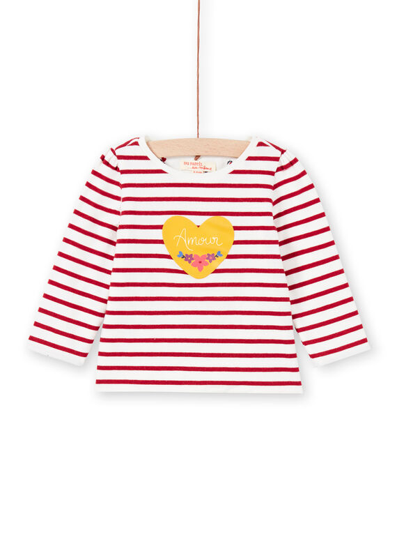 T-shirt réversible blanc et rouge bébé fille MIMIXTEE / 21WG09J1TML001