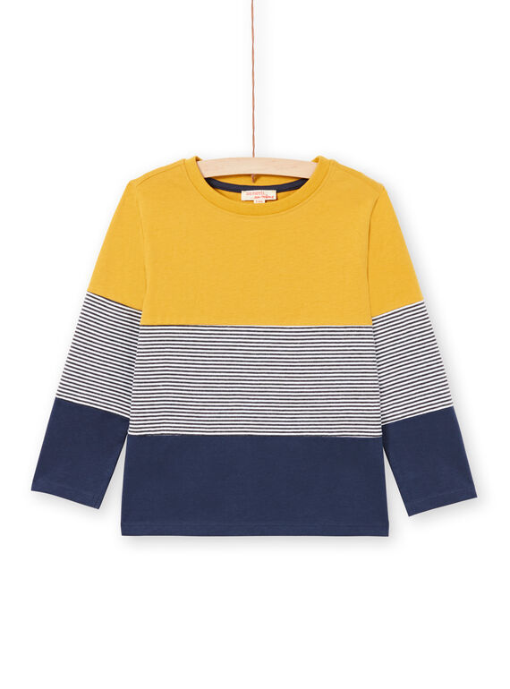 T-shirt jaune et bleu marine enfant garçon MOJOTIDEC2 / 21W90221TML113