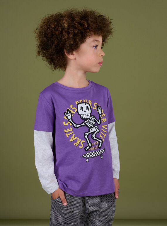 T-shirt manches longues motif squelette violet POKATEE1 / 22W902L1TML708