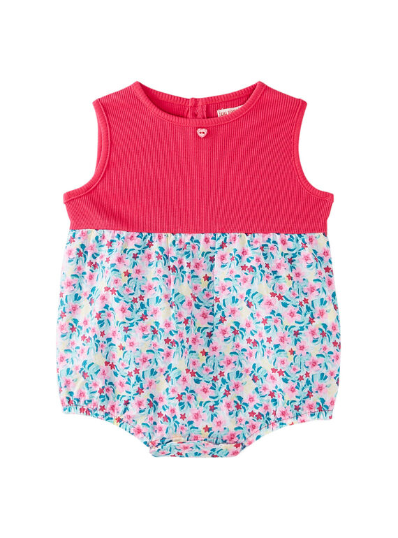Barboteuse bi matiere layette fille JIQUABAR / 20SG09R1BAR000