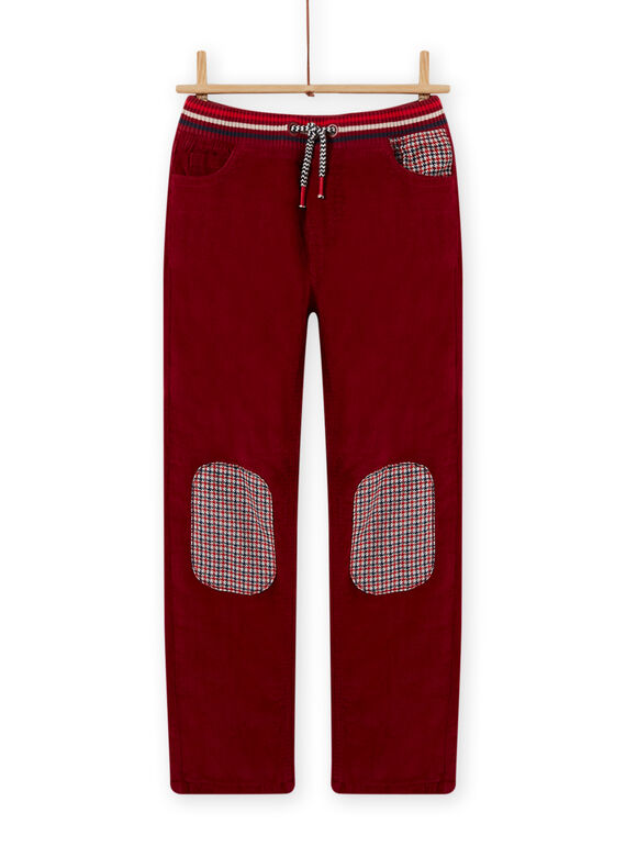 Pantalon en velours doublé rouge bordeaux enfant garçon MOFUNPAN / 21W902M2PAN511