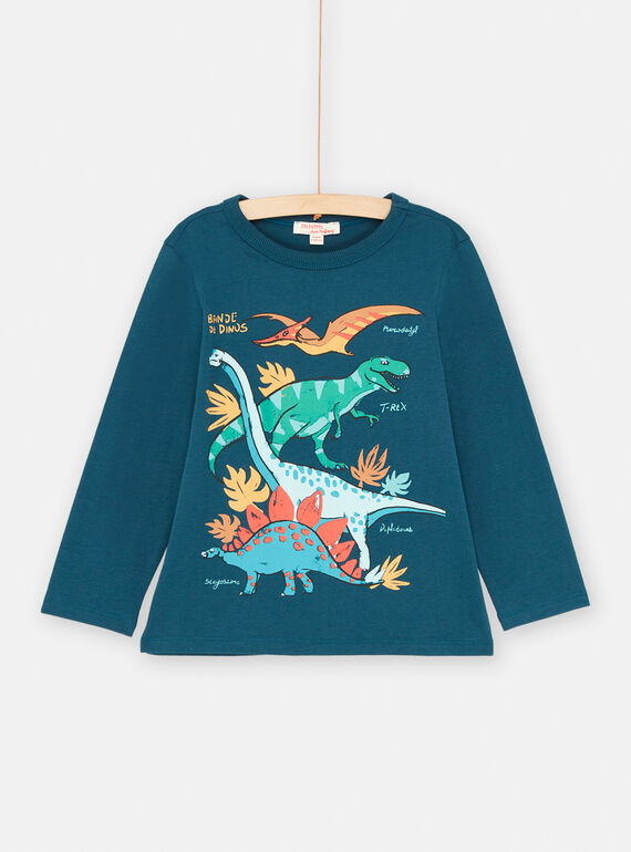 T-shirt bleu animation dino pour garçon SOVERTEE3 / 23W902J1TML622