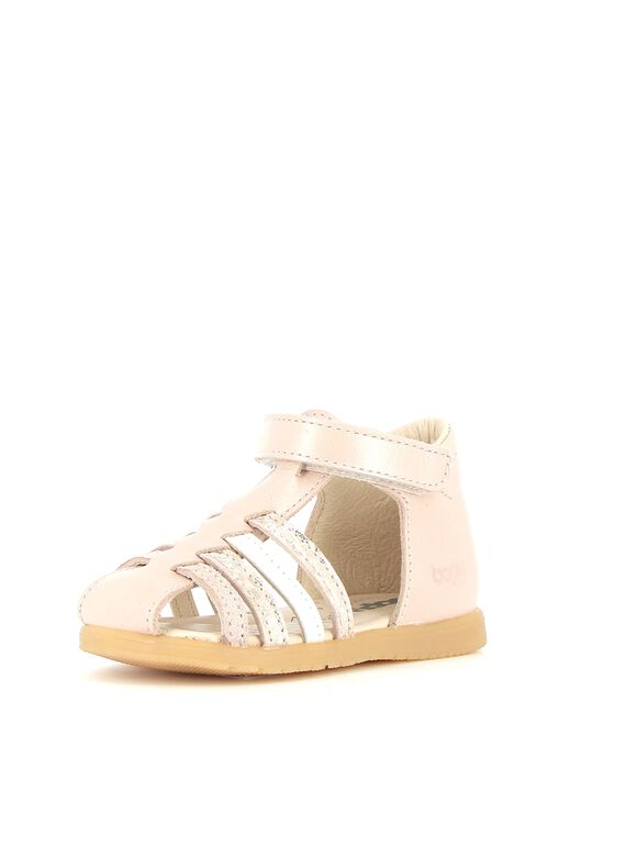 Sandale cuir bébé fille Bopy rose RISANDREGULE / 23KK3763D0E030