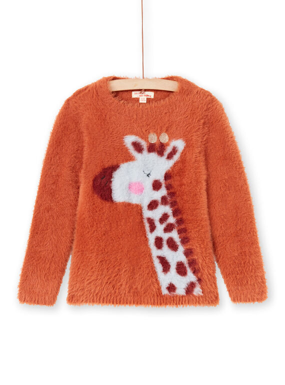 Pull manches longues caramel motif giraffe enfant fille MACOMPULL / 21W901L1PUL420
