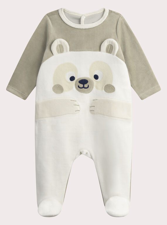 Grenouillère beige foncée pour bébé garçon WEGAGREDA / 25SH1491GREA014