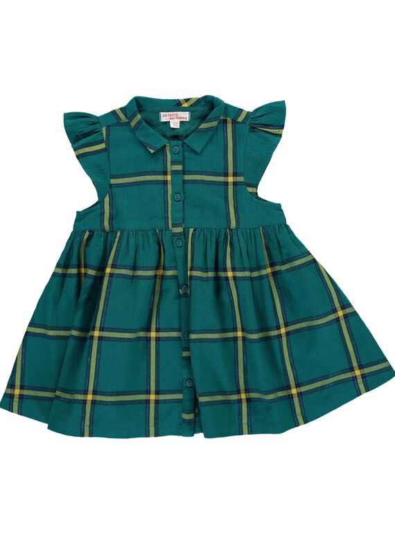 Robe manches courtes à carreaux bébé fille DIVEROB4 / 18WG0972ROB099