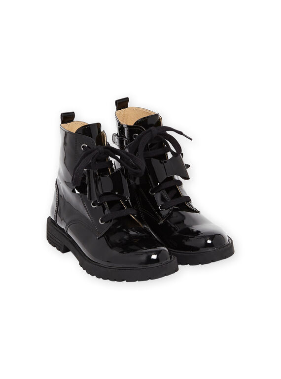 Boots montantes noires vernies détail nud enfant fille MABOOTNOEUD / 21XK3553D0D090