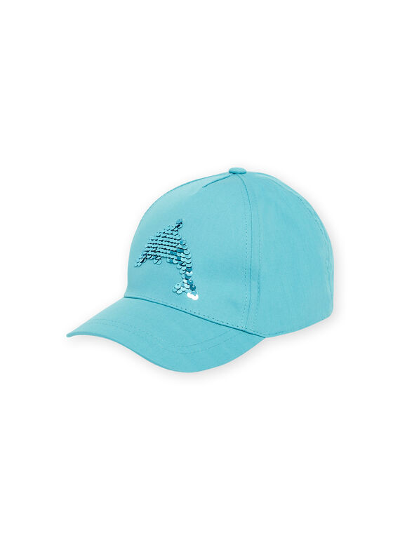 Casquette bleue à animation dauphin en sequins enfant fille NYACAP3 / 22SI01C2CHA204