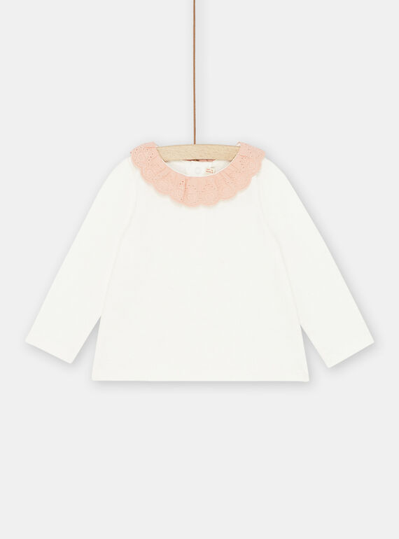 Brassière écrue à col rose bébé fille SIJOBRA3 / 23WG09B4BRA001