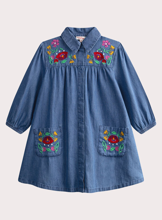 Robe en jean à broderie florale WAFIROB1 / 25S90151ROBP274