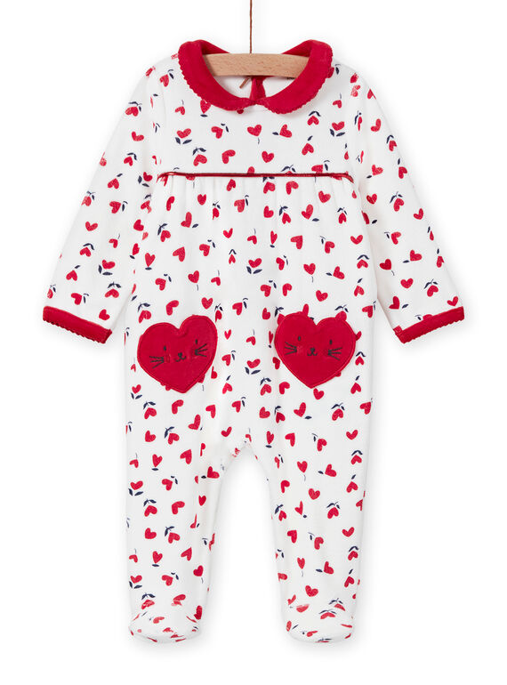 Grenouillère écrue imprimé curs bébé fille MEFIGREMIX / 21WH1331GRE001