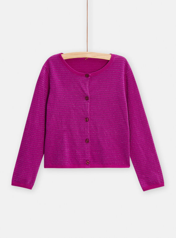 Cardigan violet avec rayures brillantes pour fille TAPACAR / 24S90121CAR712