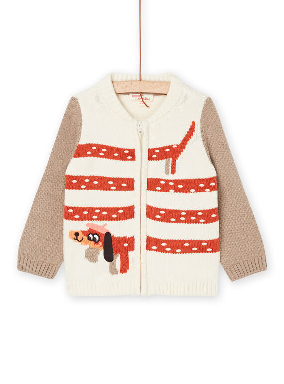 Gilet ivoire en tricot à animation chien RUSUNGIL / 23SG10K1GIL005