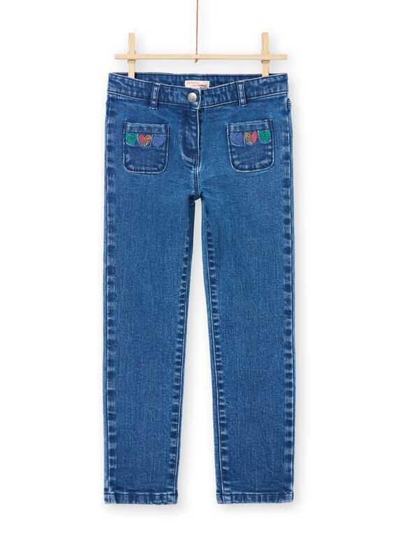 Jean bleu à motifs curs enfant fille MAMIXJEAN / 21W901J1JEAP269