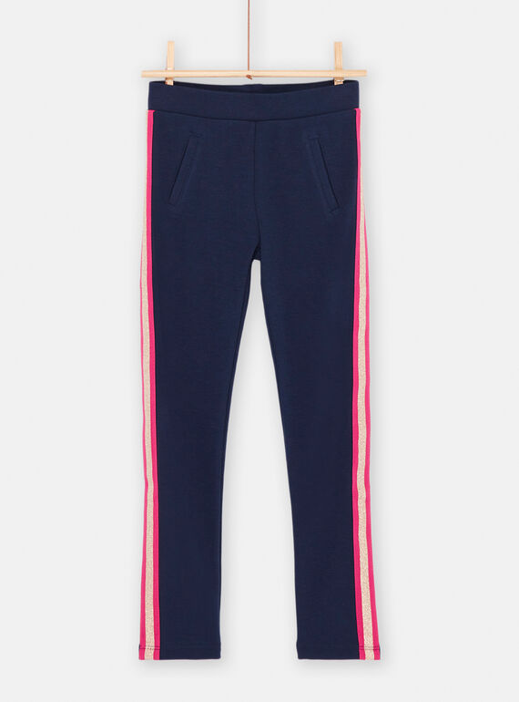 Pantalon souple bleu marine fille SAJOMIL1 / 23W901M3PAN070
