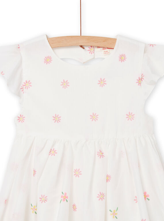 Robe écrue à imprimé fleuri enfant fille NASOROB4 / 22S901Q1ROB001