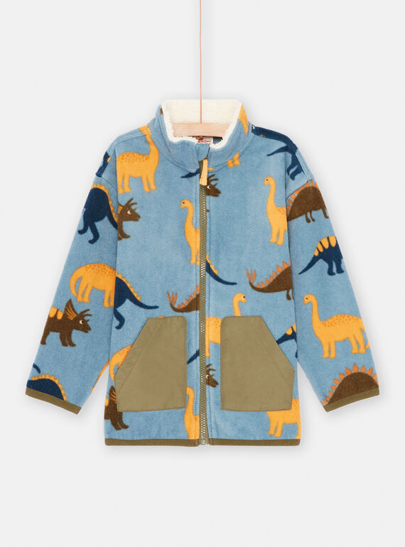 Gilet polaire bleu azur à imprimé dinosaures garçon SOJOGITEK2 / 23W902M1GILC201