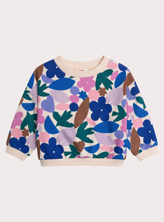 Sweat beige imprimé graphique fille XABLUSWEA / 25W901N2SWE114