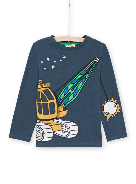 T-shirt bleu marine enfant garçon MOCOTEE3 / 21W902L2TMLC202