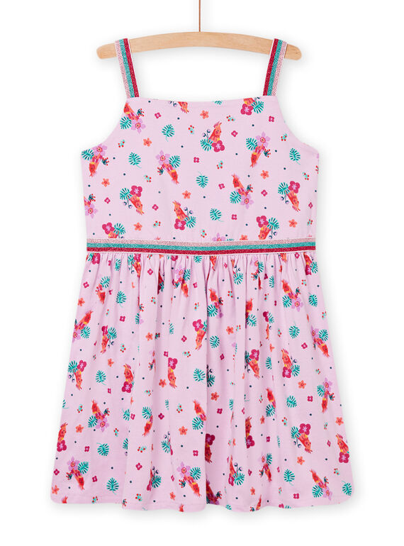 Robe imprimé fleuri et oiseau lilas enfant fille NAWAROB4 / 22S901V3ROBH700
