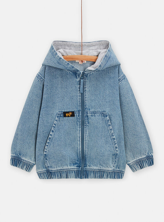 Gilet denim clair à capuche pour garçon TOCRIGIL2 / 24S902L2GILP274