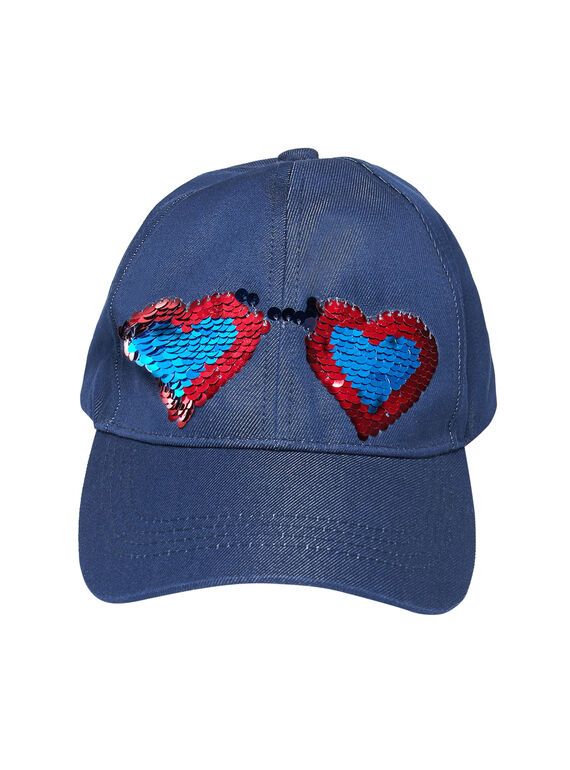 Casquette fille en denim marine avec sequins réversibles JYAGRACAP / 20SI01E1CHAP271