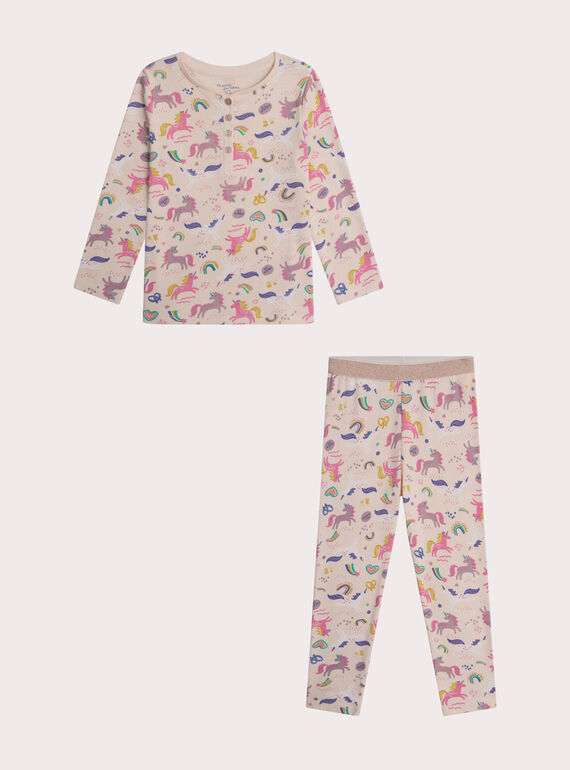 Pyjama licorne phosphorescent  pour enfant fille XEFAPYJPHO / 25WH1132PYJD310