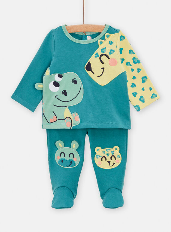 Pyjama turquoise pour bébé garçon TEGAPYJCOP / 24SH1442PYJG603