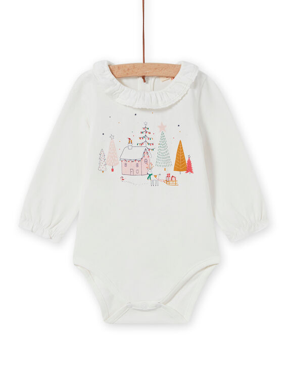 Body col en voile motif de Noël fantaisie bébé fille MINOBOD / 21WG09Q1BOD001