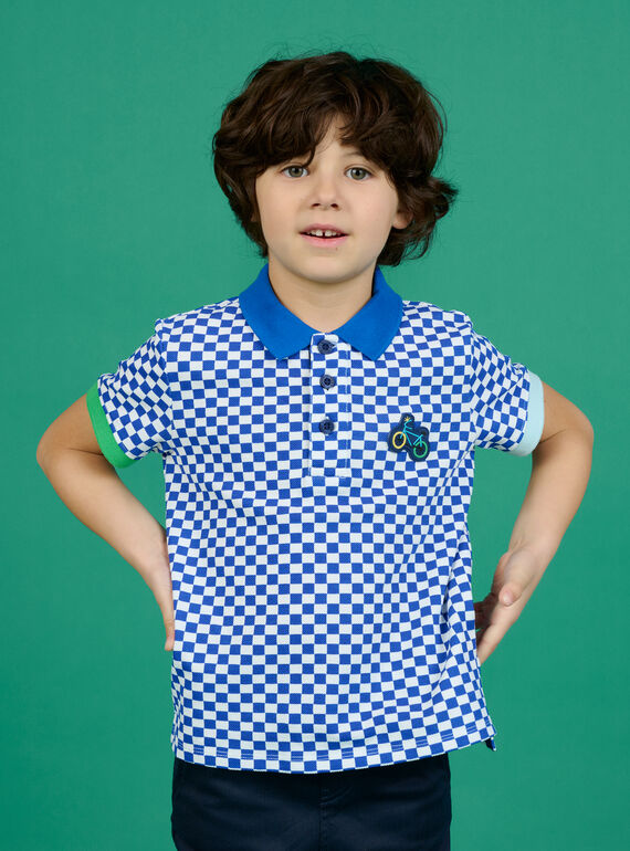 Polo à carreaux bleu enfant garçon NOGAPOL / 22S902O1POL000