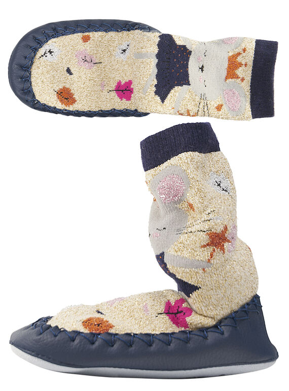 Chaussons chaussette lurex beige bébé fille GBFCCSOURI / 19WK37Z2D08954