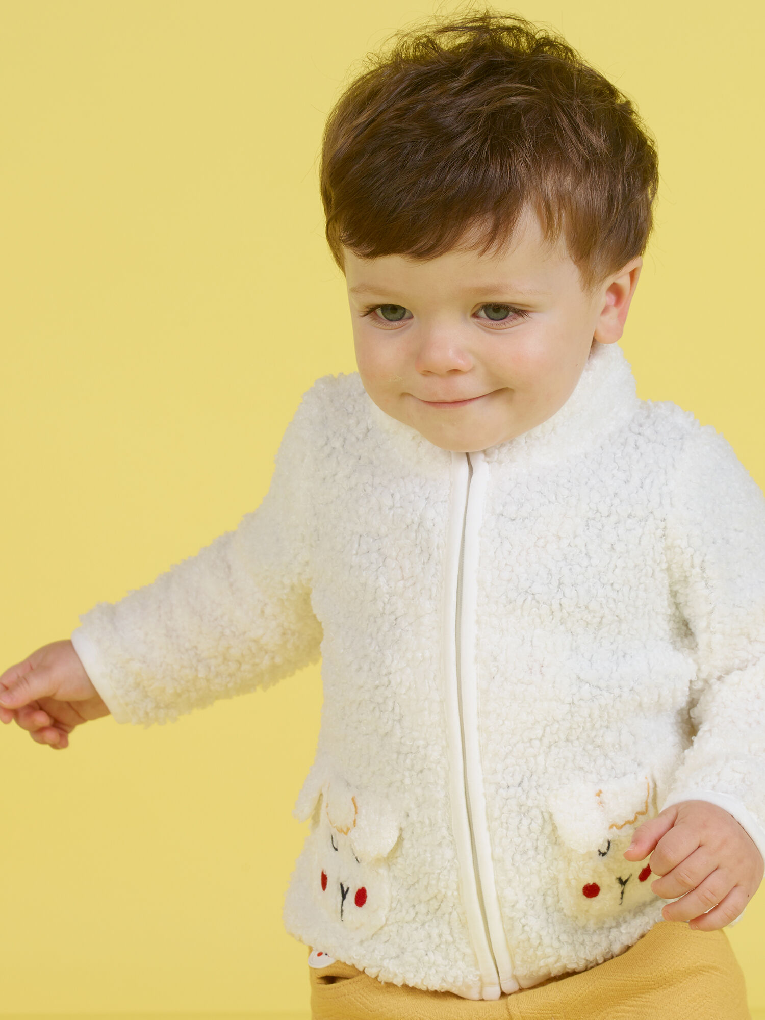 Gilet ecru motif mouton bebe garcon achat en ligne Pull Sweat Gilet DPAM