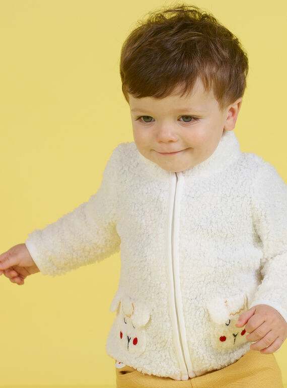 Gilet écru motif mouton bébé garçon MUMIXGIL / 21WG10J1GIL001