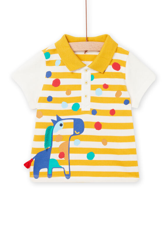 Polo écru et jaune à rayures bébé garçon NULUPOL / 22SG10P1POL001
