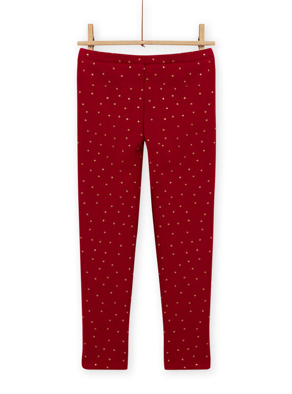 Legging rouge carmin fourré à pois enfant fille MAJOLEG2 / 21W901N5PANF504