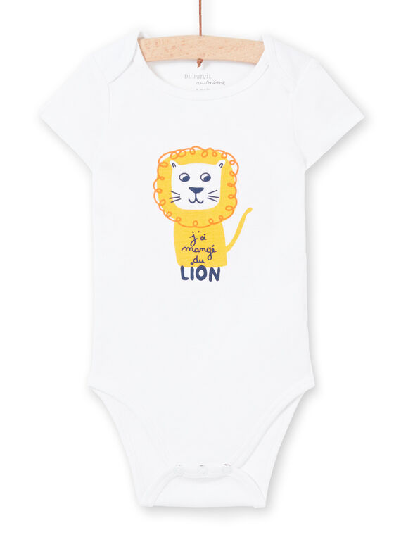 Body manches courtes blanc motif lion bébé garçon MEGABODLIO / 21WH14B4BDL000