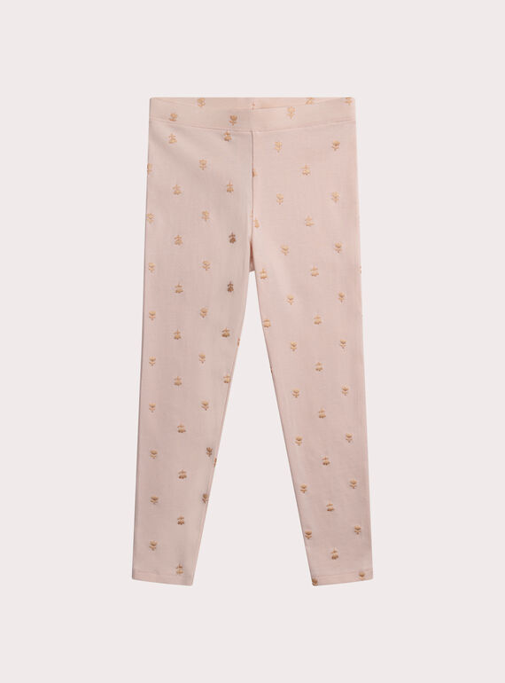 Legging rose imprimé brillant pour fille XYAJOLEG3 / 25WI01E5CALD319
